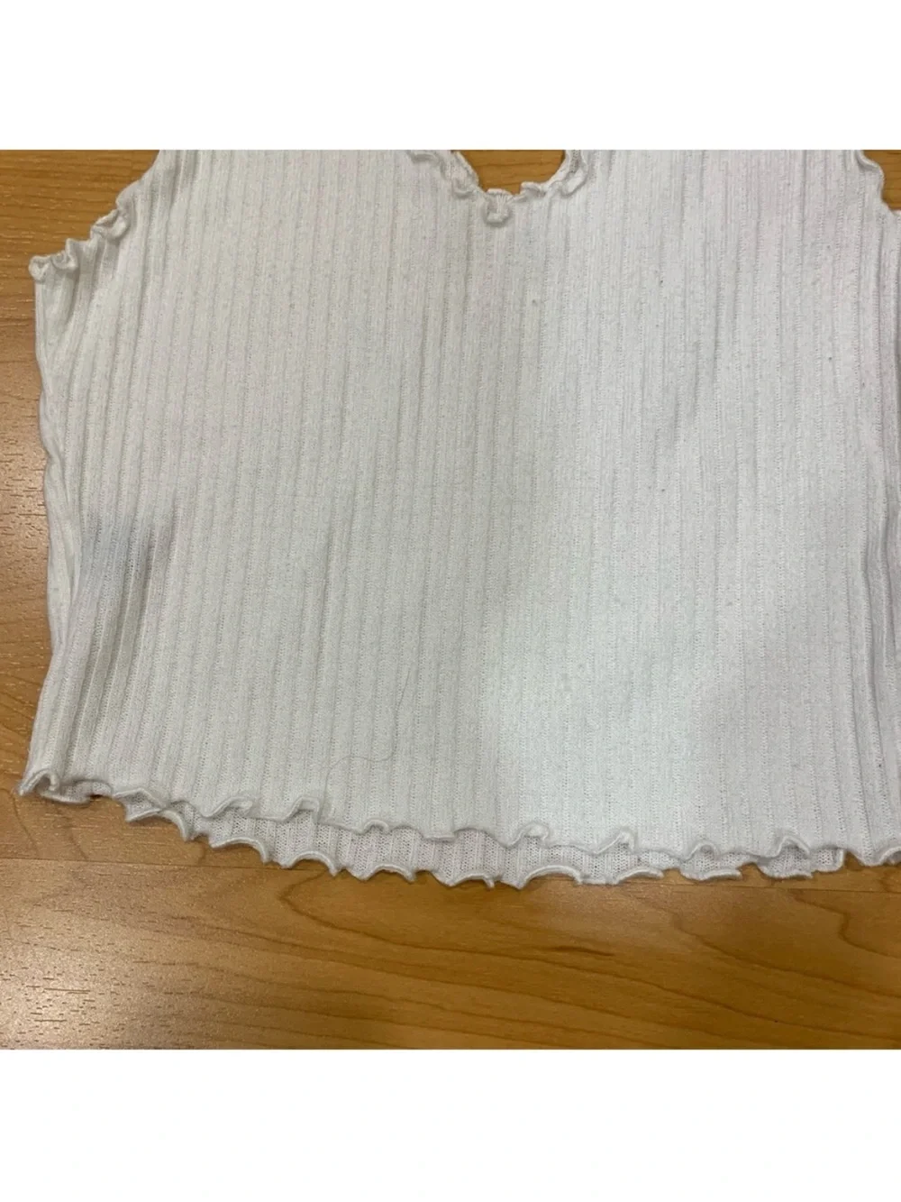 Ribbed V-Neck White Crop Tank Top